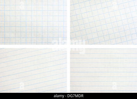 lined and squared paper texture set Stock Photo
