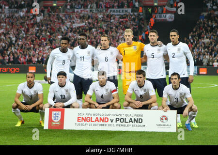 London, UK. 15th Oct, 2013. England team before the World Cup Qualifier between England and Poland from Wembley Stadium. © Action Plus Sports/Alamy Live News Stock Photo