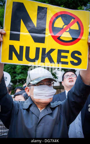 Anti-nuclear demonstration in front of the headquarters of JapanÂ´s Government (Kokkai or Diet).Tokyo.Japan Stock Photo