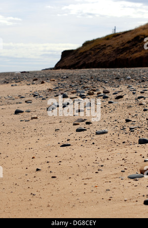 Low angled shot of Easington Beach, Holderness Coastline, East Yorkshire Stock Photo
