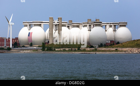 View of Deer Island Waste Water Treatment Plant Stock Photo