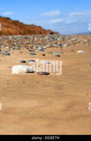 Low angled shot of Easington Beach, Holderness Coastline, East Yorkshire Stock Photo
