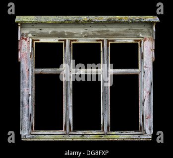 Old wooden window frame isolated on white background Stock Photo - Alamy