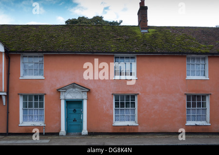 Roof lining: moss growing naturally on the roof old an old house in Sudbury, Suffolk, England. Stock Photo