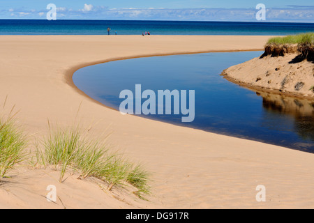 Au Train River entering Autrain Bay in Lake Superior Autrain Michigan USA Stock Photo