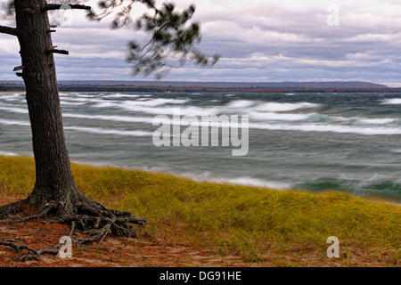 Au Train Bay on Lake Superior during a windstorm Au Train Michigan USA Stock Photo