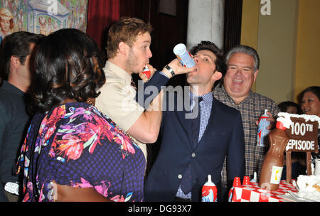 Los Angeles, California, USA. 16th Oct, 2013. Chris Pratt, Adam Scott attending Parks And Recreation 100th Episode Celebration held at the CBS Radford Studios in Studio City, California on October 16, 2013. 2013. Credit:  D. Long/Globe Photos/ZUMAPRESS.com/Alamy Live News Stock Photo