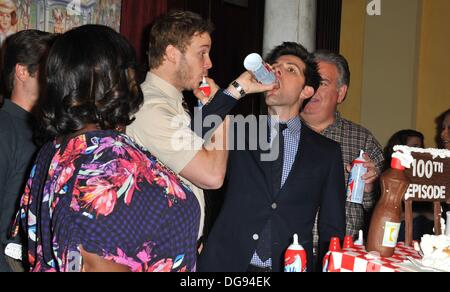 Studio City, CA, . 16th Oct, 2013. Chris Pratt, Adam Scott at arrivals for PARKS AND RECREATION 100th Episode Celebration, CBS RADFORD, Studio City, CA October 16, 2013. Credit:  Dee Cercone/Everett Collection/Alamy Live News Stock Photo