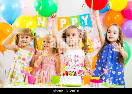 group of kids at birthday party Stock Photo