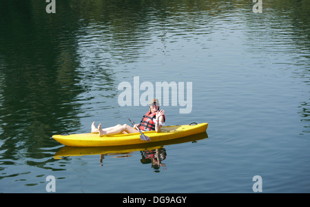 China, Yangshuo County, Kayaking on Li River Stock Photo