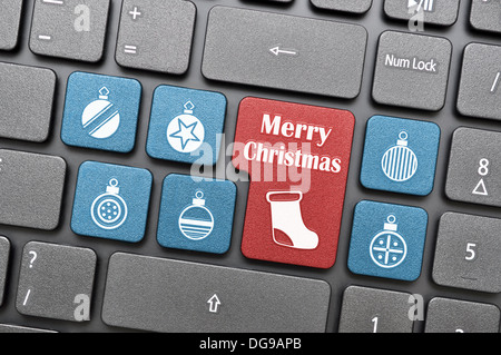 Merry Christmas on keyboard Stock Photo