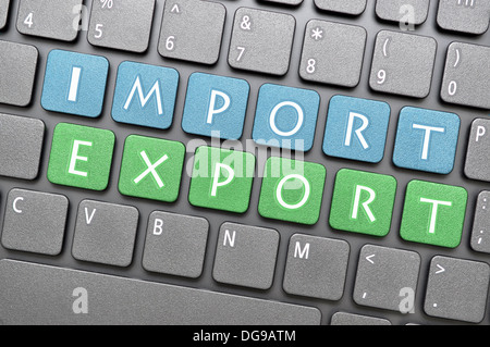 Import and export on keyboard Stock Photo