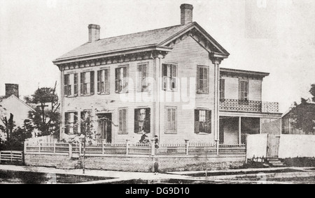 Abraham Lincolns' family home in Springfield, Illinois, America. Abraham Lincoln, 1809 – 1865. Stock Photo