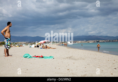 Poetto Beach at Ospedale Marino in Cagliari - Sardinia Stock Photo