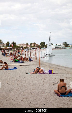 Poetto Beach by Marina in Cagliari in Sardinia Stock Photo