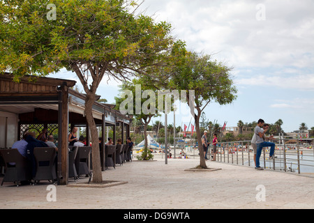 Restaurant L'Aurora on Marina Piccolo by Poetto Beach in Cagliari in Sardinia Stock Photo