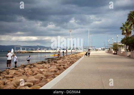 Marina Piccola Esplanade at Poetto beach in Cagliari - Sardinia Stock Photo