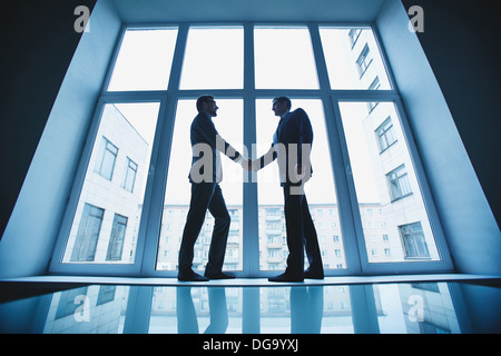 Photo of successful businessmen handshaking after striking deal Stock Photo