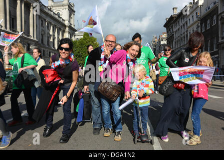 London, UK. 17th Oct 2013. Thousands of Teachers from across the UK March & Rally against pension and job cuts in London. See Li/Alamy, Live News Stock Photo