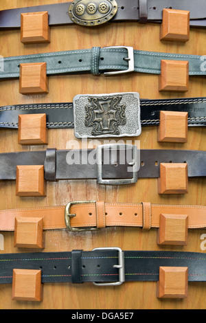 Collection of belts with metal buckles Stock Photo