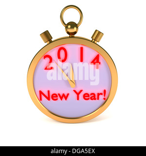 Abstract golden stopwatch with date 2014, new year concept Stock Photo