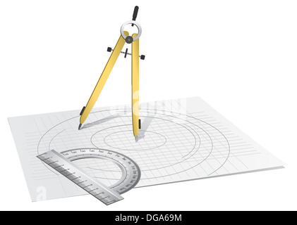 Drawing Compass,isolated on White Background Stock Photo - Image of draft,  compass: 112534358