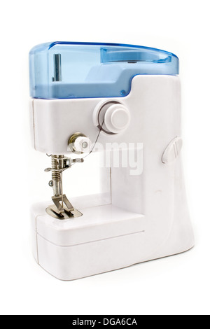 Portable sewing machine isolated on white Stock Photo