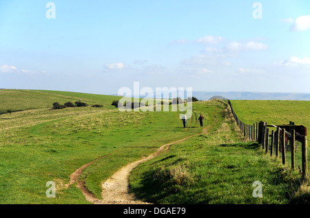 Views along the South Downs Way at Ditchling beacon near Brighton Sussex UK Stock Photo