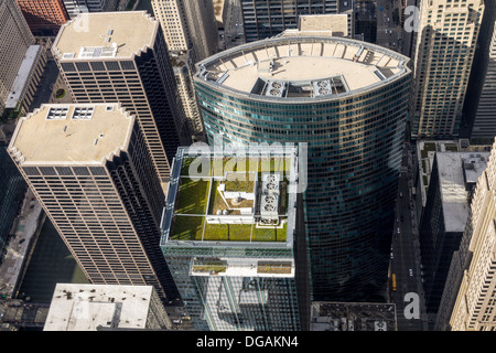 Aerial view of South Wacker Drive buildings, Chicago, USA Stock Photo