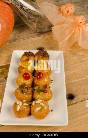 Traditional Spanish Halloween biscuits, homemade panellets Stock Photo