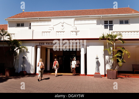 The entrance to the famous colonial Victoria Falls Hotel, Zimbabwe, Africa Stock Photo