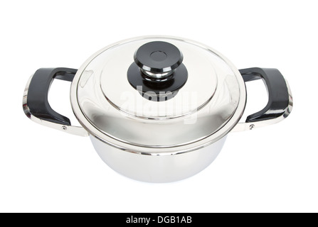 stainless steel cooking pot isolated on white background Stock Photo