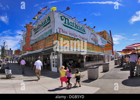 The original Nathan's Famous Hot Dogs Coney Island Brooklyn New York Stock Photo