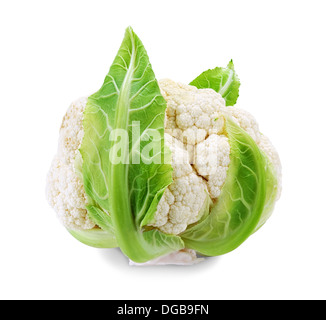 Whole fresh cauliflower isolated on white background Stock Photo