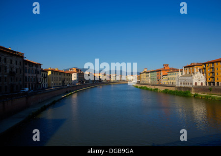 Picture of the river in the middle of Pisa Stock Photo