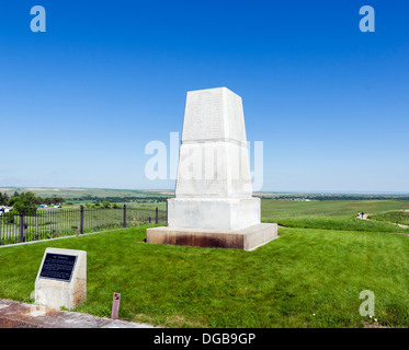US Army 7th Cavalry Memorial on Last Stand Hill, Little Bighorn Battlefield National Monument, near Crow Agency, Montana, USA Stock Photo