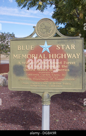 Blue Star memorial highway on highway 395 in California is a tribute to the US armed forces by the national garden clubs Stock Photo