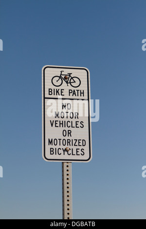 Bike Path sign , No motor vehicles or motorized bicycles Stock Photo