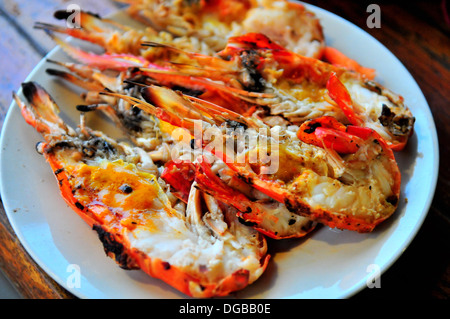 Taste of Thailand - Grilled Giant River Prawn (Goong Maenam Pao)  Top Ten Dishes of Ayutthaya, Thailand Stock Photo