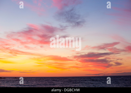 Sunset from Porthmeor beach in St Ives, Cornwall, UK. Stock Photo