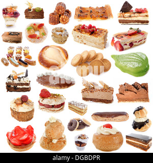 group of cakes in front of white background Stock Photo