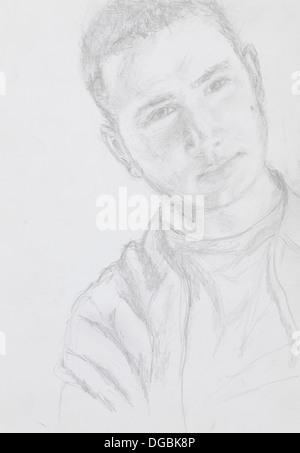 hand drawn portrait of young caucasian man pencil technique dgbk8p