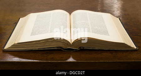 Open old big book. French encyclopedia. Stock Photo