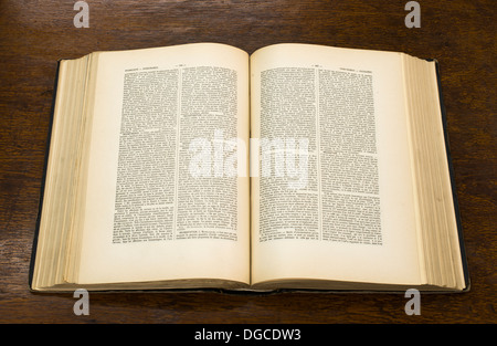 Open old big book. French encyclopedia. Stock Photo