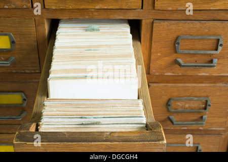 Old archive with wooden drawers Stock Photo