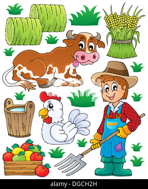 Farmer theme set 1 - picture illustration. Stock Photo