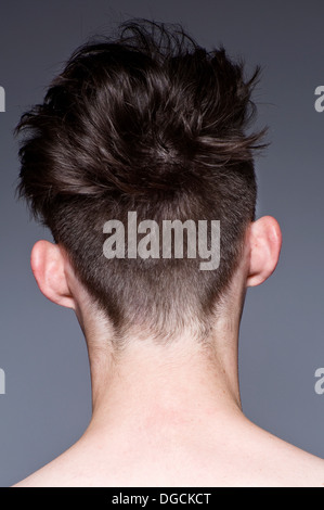 Close up of young man's hairstyle, rear view Stock Photo