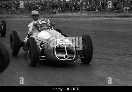 Louis Chiron competing in a Maserati 4CLT in the International Trophy race, Silverstone, England,1950. Stock Photo