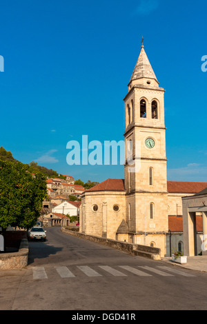 Neo-Romanesque church of the Purification of Our Lady in Smokvica on Korcula island, Croatia Stock Photo