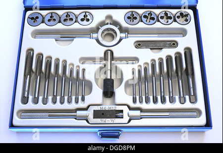 Metric tap and die set Stock Photo